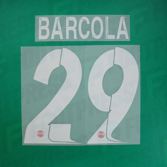 Flocage Officiel - Paris Saint-Germain, Barcola, 2023/2024, Home LDC, Blanc/Rouge