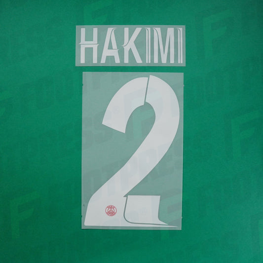 Flocage Officiel - Paris Saint-Germain, Hakimi, 2023/2024, Home LDC, Blanc/Rouge