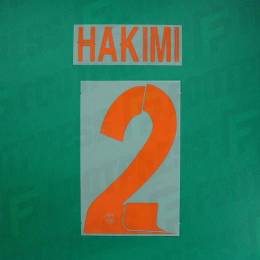 Flocage Officiel - Paris Saint-Germain, Hakimi, 2023/2024, Third LDC, Orange/Argenté