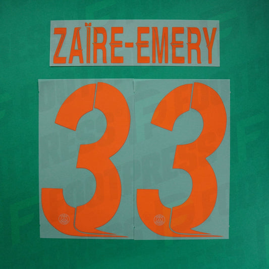 Flocage Officiel - Paris Saint-Germain, Zaïre-Emery, 2023/2024, Third LDC, Orange/Argenté