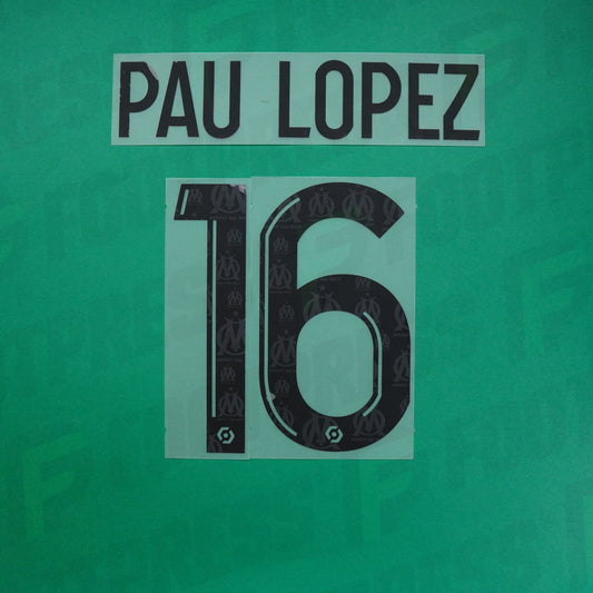 Flocage Officiel - Olympique de Marseille, Pau Lopez, 2023/2024, Gardien, Noir 2023/2024