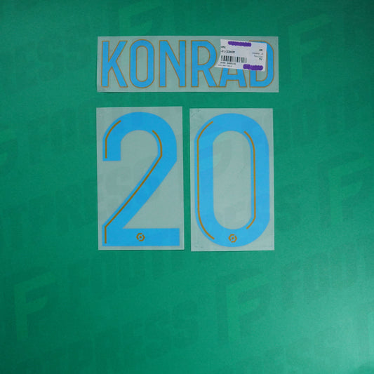 Flocage Officiel - Olympique de Marseille ENFANT, Konrad De La Fuente, 2021/2022, Home JUNIOR, Bleu clair/Doré