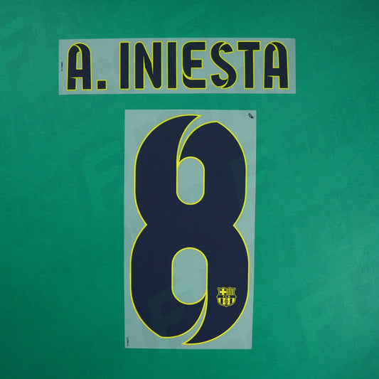 Flocage Officiel - FC Barcelone, Iniesta, 2014/2015, Third, Bleu/Jaune fluo