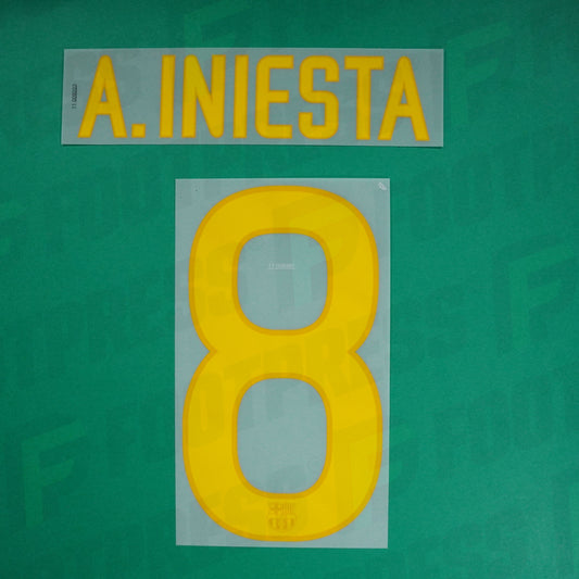 Flocage Officiel - FC Barcelone, Iniesta, 2011/2012, Home/Away, Jaune