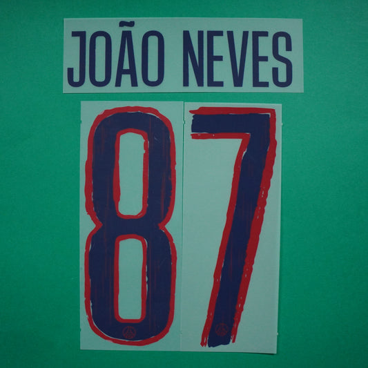 Flocage Officiel, Paris Saint-Germain, João Neves, 2024/2025, Away LDC, Bleu/Rouge