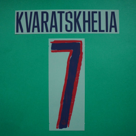 Flocage Officiel, Paris Saint-Germain, Kvaratskhelia, 2024/2025, Away LDC, Bleu/Rouge
