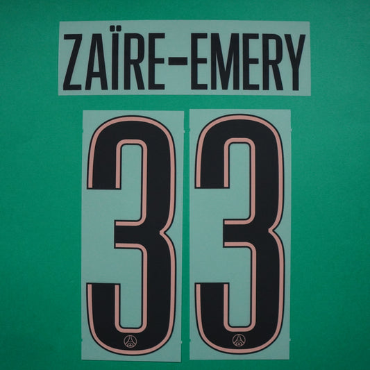 Flocage Officiel, Paris Saint-Germain, Zaïre-Emery, 2024/2025, Third LDC, Noir/Rose