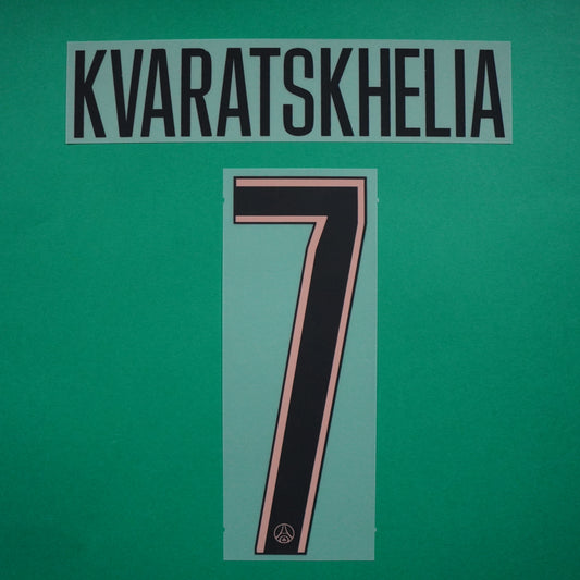 Flocage Officiel, Paris Saint-Germain, Kvaratskhelia, 2024/2025, Third LDC, Noir/Rose