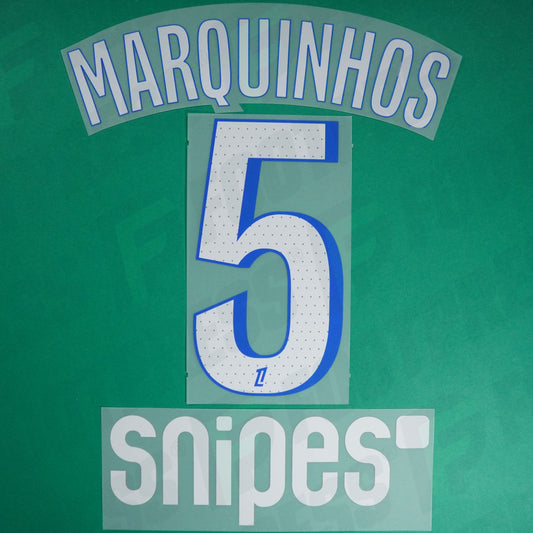 Flocage Officiel - Paris Saint-Germain, Marquinhos, 2025/2026, Third + Snipes, Blanc/Bleu