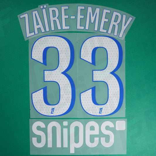 Flocage Officiel - Paris Saint-Germain, Zaire-Emery, 2025/2026, Third + Snipes, Blanc/Bleu