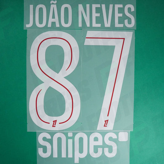 Flocage Officiel - Paris Saint-Germain, João Neves, 2025/2026, Home + Snipes, Blanc/Rouge