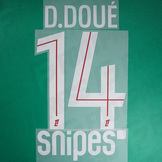 Flocage Officiel - Paris Saint-Germain, Désiré Doué, 2025/2026, Home + Snipes, Blanc/Rouge