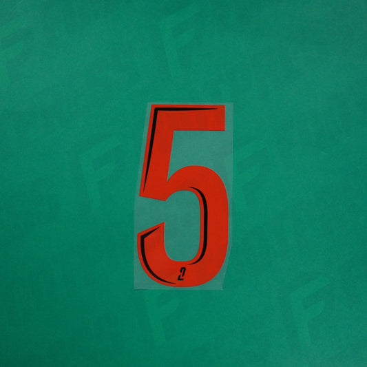 Flocage Officiel - Red Star FC, Grand Chiffre 5 Plein, Ligue 2, Third, Rouge