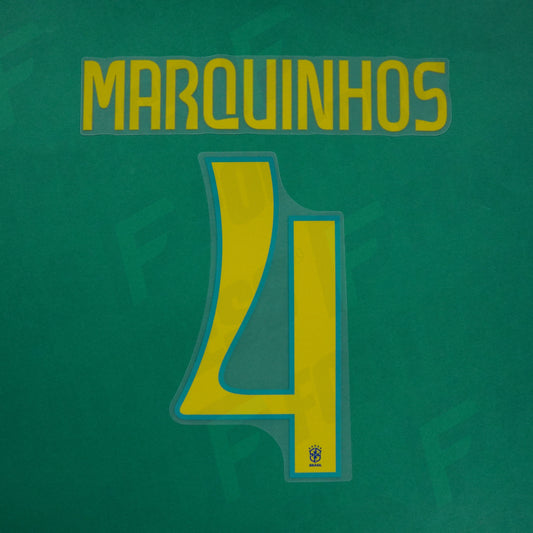 Flocage Officiel - Brésil, Marquinhos (Sans Chiffre poitrine), 2024, Away, Jaune