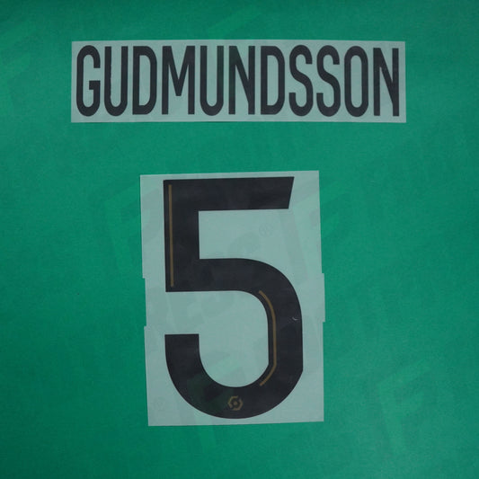 Flocage Officiel - Lille OSC, Gudmundsson, 2021/2022, Away, Noir/Doré