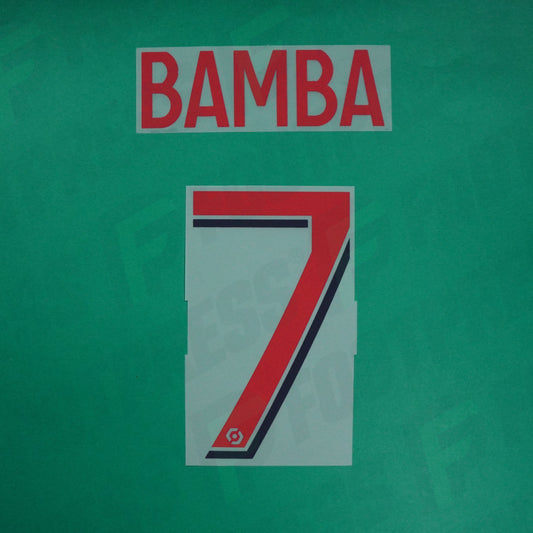 Flocage Officiel - Lille OSC, Bamba, 2022/2023, Away, Rouge/Bleu