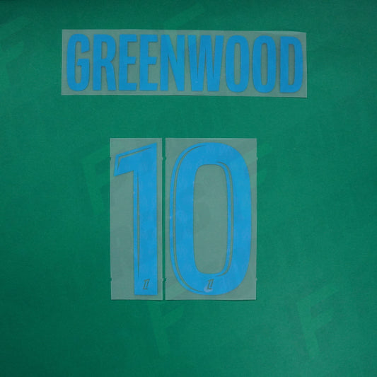 Flocage Officiel - Olympique de Marseille ENFANT, Greenwood, 2024/2025, Home JUNIOR, Bleu ciel