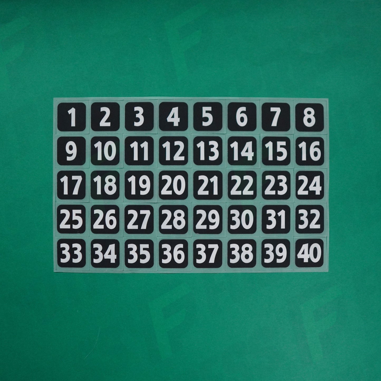 Flocage Officiel - Numéro(s) Blanc(s) sur carré noirs 1 à 40 3cm