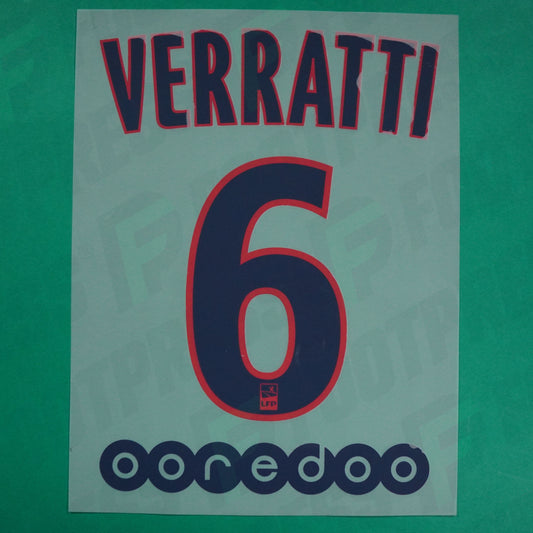 Flocage Officiel - Paris Saint-Germain, Verratti, 2015/2016, Away, Bleu/Rouge