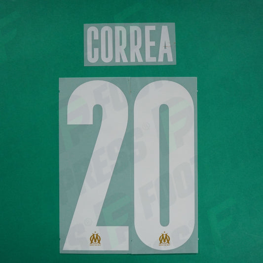 Flocage Officiel - Olympique de Marseille, Correa, 2023/2024, Away LDC, Blanc