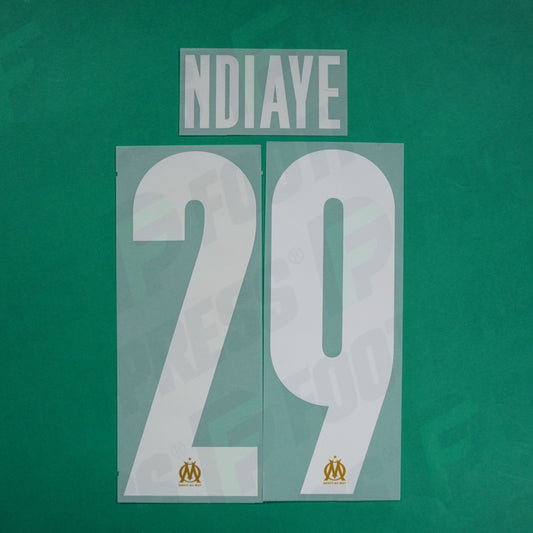 Flocage Officiel - Olympique de Marseille, Ndiaye, 2023/2024, Away LDC, Blanc