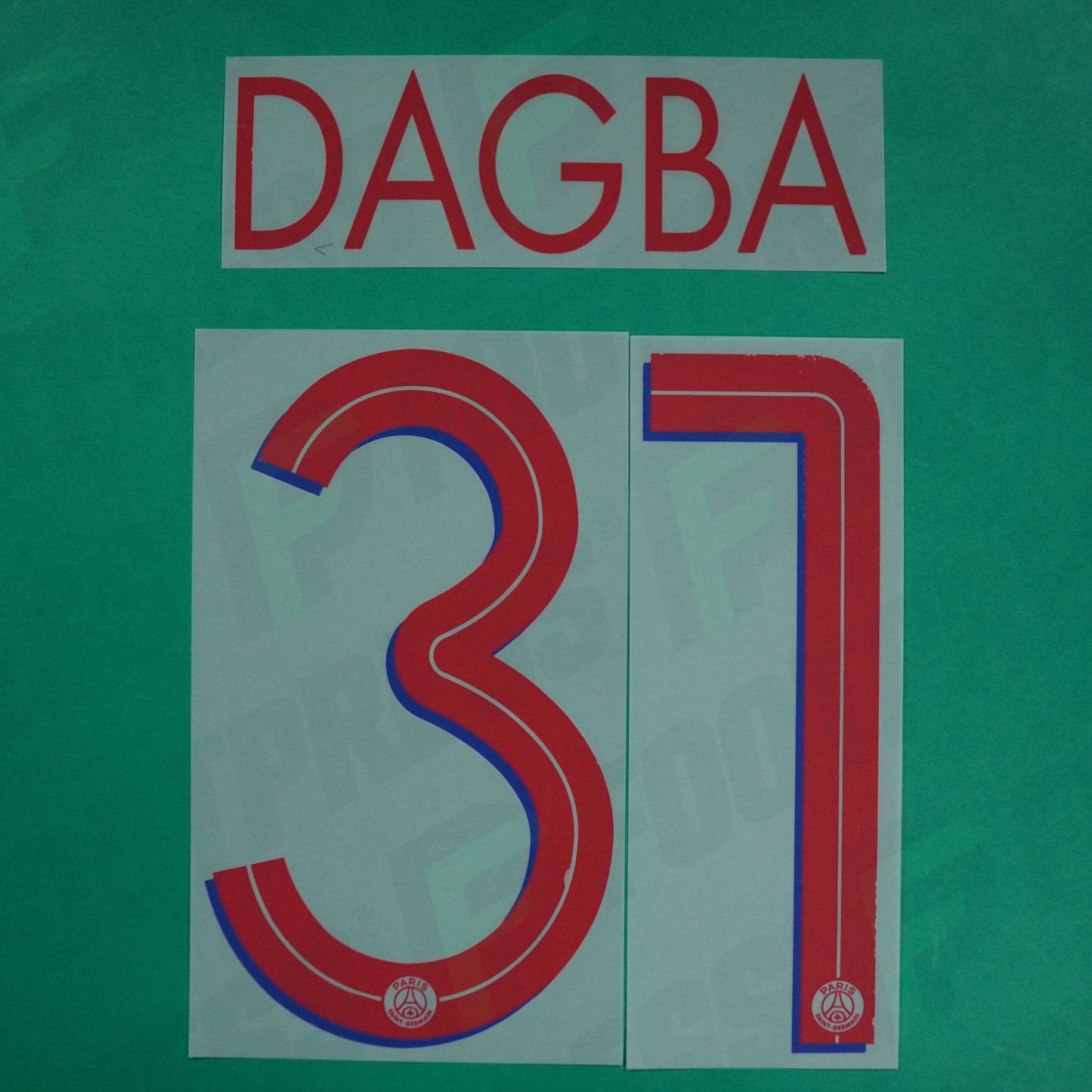 Flocage Officiel - Paris Saint-Germain, Dagba, 2020/2021, Away LDC, Rouge/Bleu
