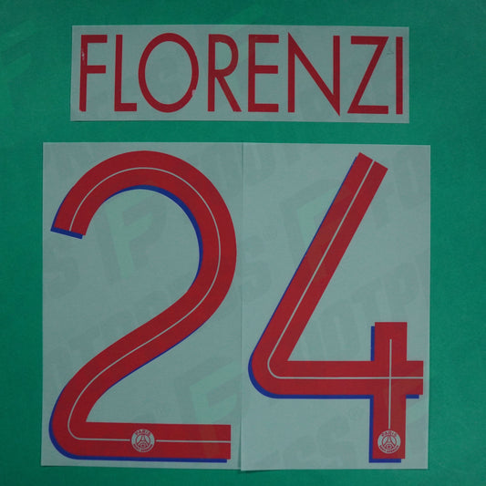Flocage Officiel - Paris Saint-Germain, Florenzi, 2020/2021, Away LDC, Rouge/Bleu