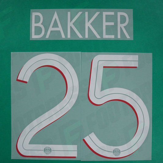 Flocage Officiel - Paris Saint-Germain, Bakker, 2020/2021, Home LDC, Blanc/Rouge