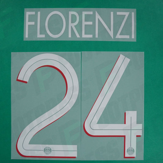 Flocage Officiel - Paris Saint-Germain, Florenzi, 2020/2021, Home LDC, Blanc/Rouge