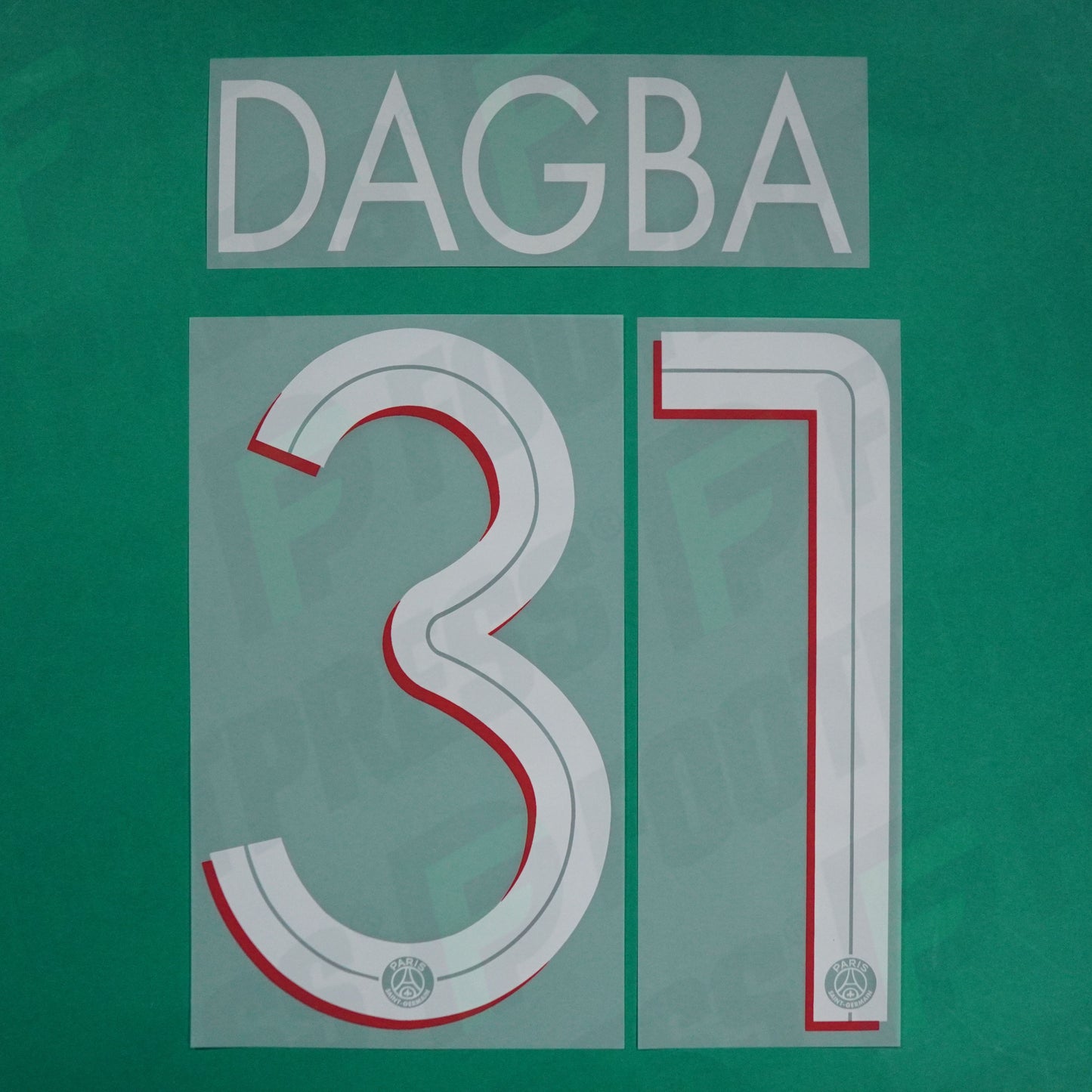 Flocage Officiel - Paris Saint-Germain, Dagba, 2020/2021, Home LDC, Blanc/Rouge