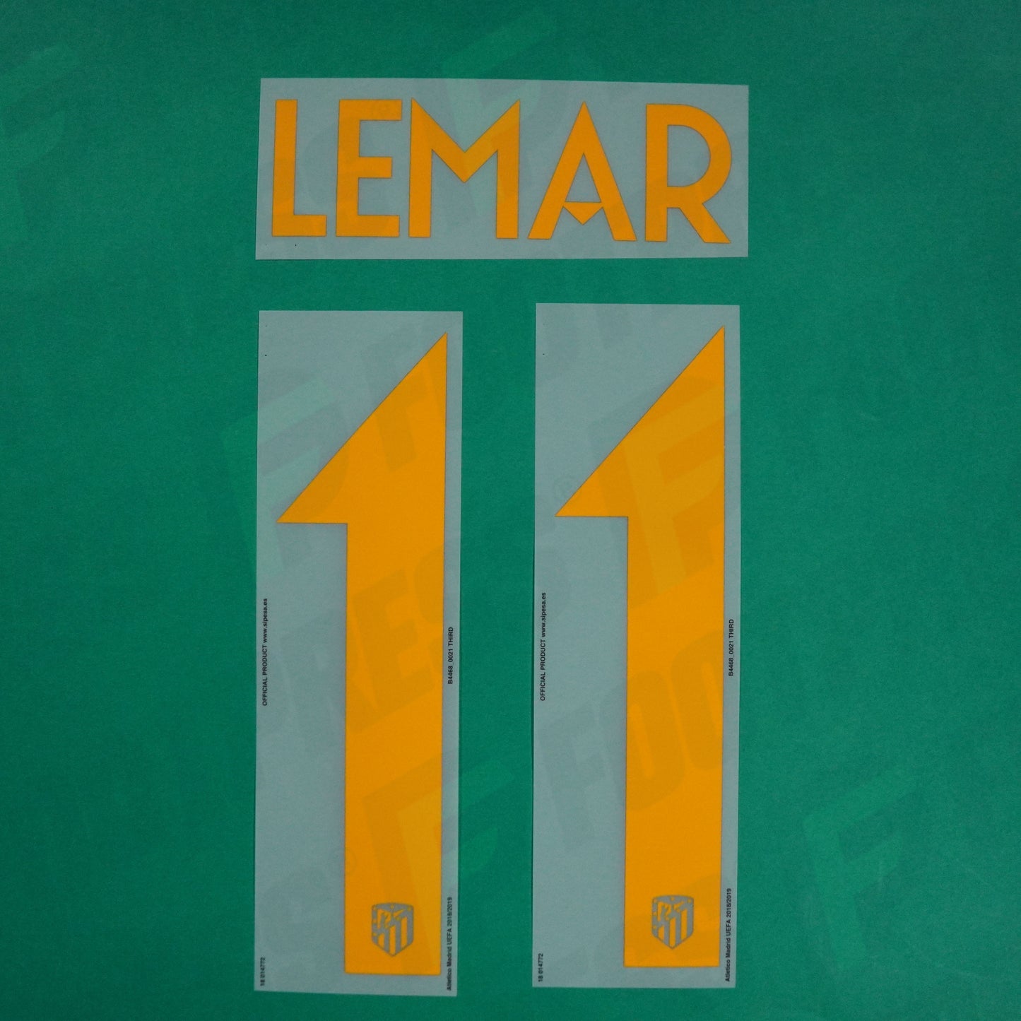 Flocage Officiel - Atletico Madrid, Lemar, 2018/2019, Third, Orange