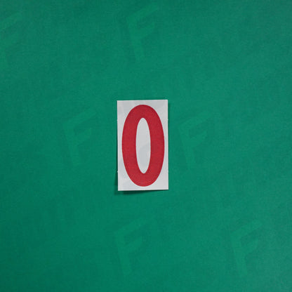 Flocage Officiel -	Lettres petites fines, Blanc / Rouge (face arrière rouge)