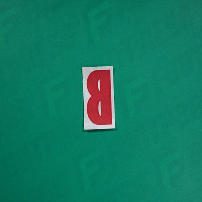 Flocage Officiel -	Lettres petites fines, Blanc / Rouge (face arrière rouge)