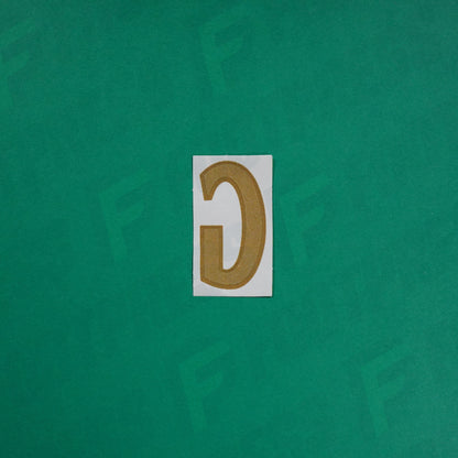 Flocage Officiel -	Lettres petites fines, Bleu/Doré (face arrière doré)