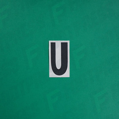 Flocage Officiel -	Lettres petites fines, Blanc / Noir (face arrière noire)