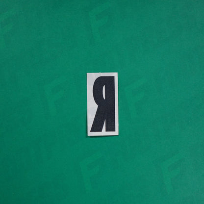 Flocage Officiel -	Lettres petites fines, Blanc / Noir (face arrière noire)