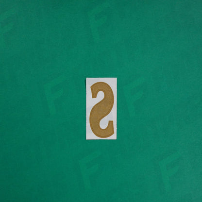 Flocage Officiel -	Lettres petites fines, Blanc / Doré (face arrière doré)