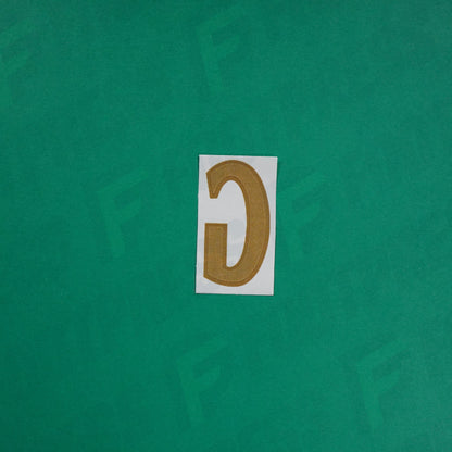 Flocage Officiel -	Lettres petites fines, Blanc / Doré (face arrière doré)