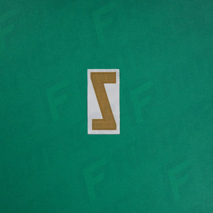 Flocage Officiel -	Lettres petites fines, Blanc / Doré (face arrière doré)