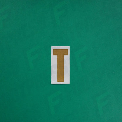 Flocage Officiel -	Lettres petites fines, Blanc / Doré (face arrière doré)