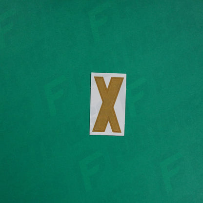 Flocage Officiel -	Lettres petites fines, Blanc / Doré (face arrière doré)