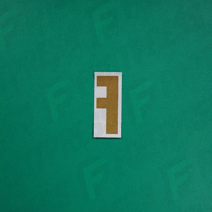 Flocage Officiel -	Lettres petites fines, Blanc / Doré (face arrière doré)