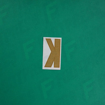 Flocage Officiel -	Lettres petites fines, Blanc / Doré (face arrière doré)