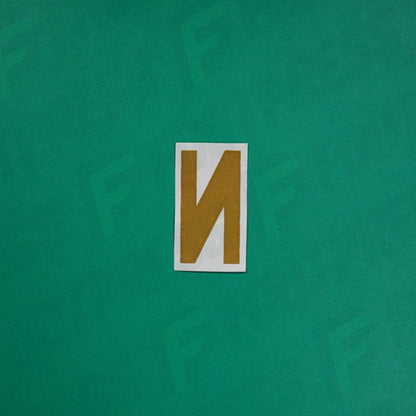 Flocage Officiel -	Lettres petites fines, Blanc / Doré (face arrière doré)