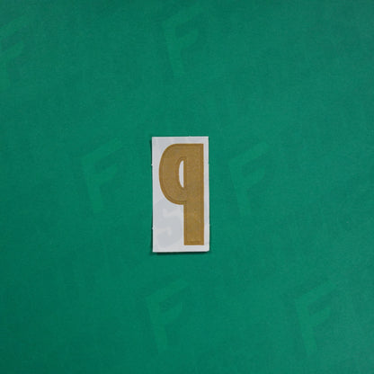 Flocage Officiel -	Lettres petites fines, Blanc / Doré (face arrière doré)