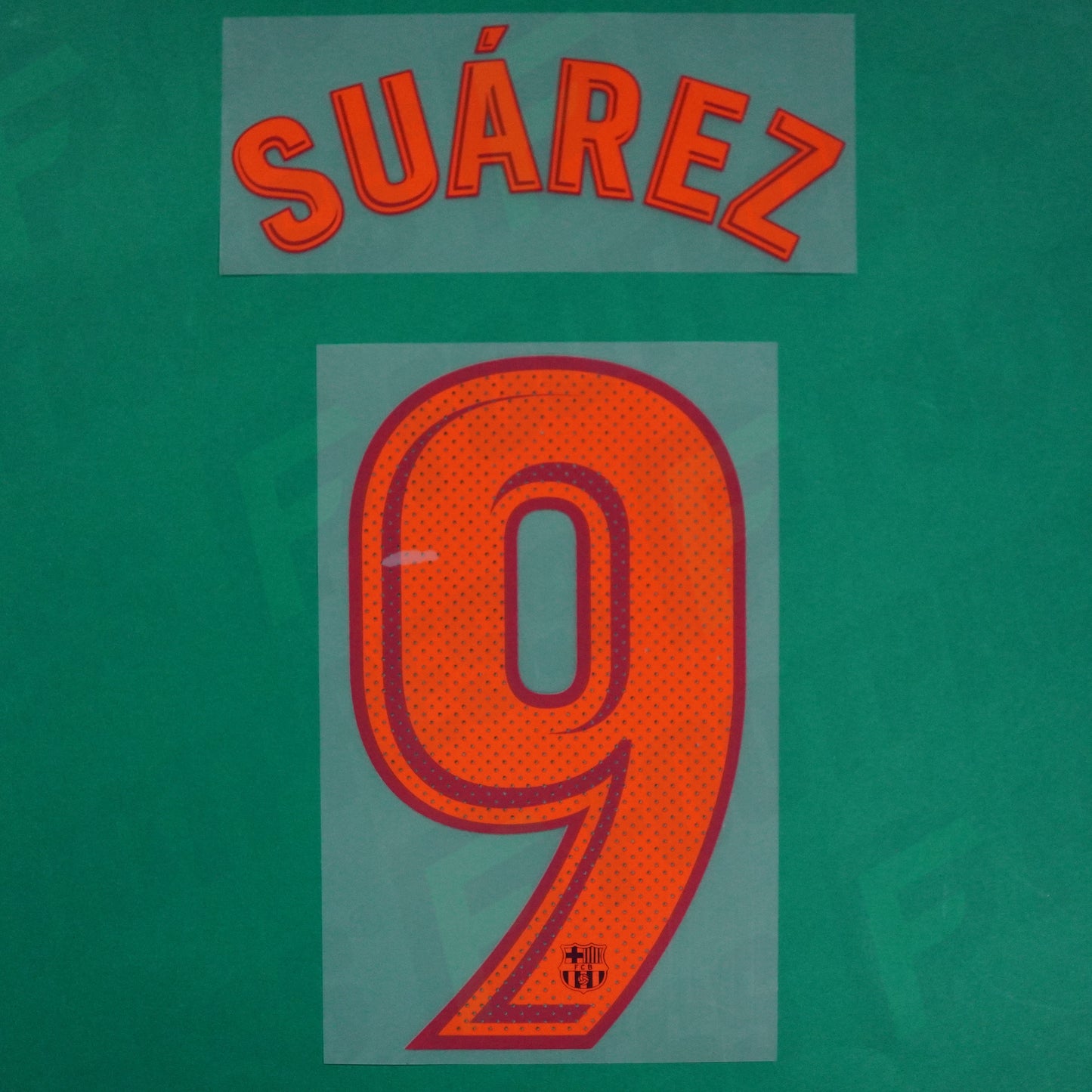 Flocado Oficial - FC Barcelona, ​​Suarez, 2017/2018, Tercera, Naranja