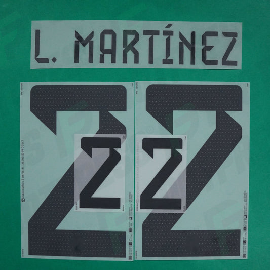 Flocage Officiel - Argentine 3 étoiles, Lautaro Martinez, 2022, Home, Noir