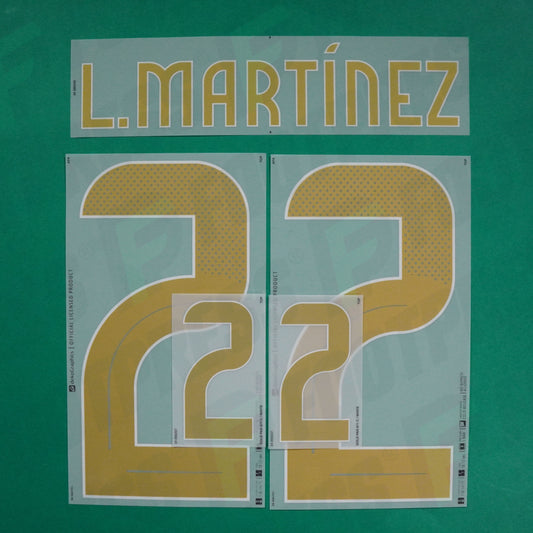 Flocage Officiel - Argentine, Lautaro Martinez, 2024, Away, Doré