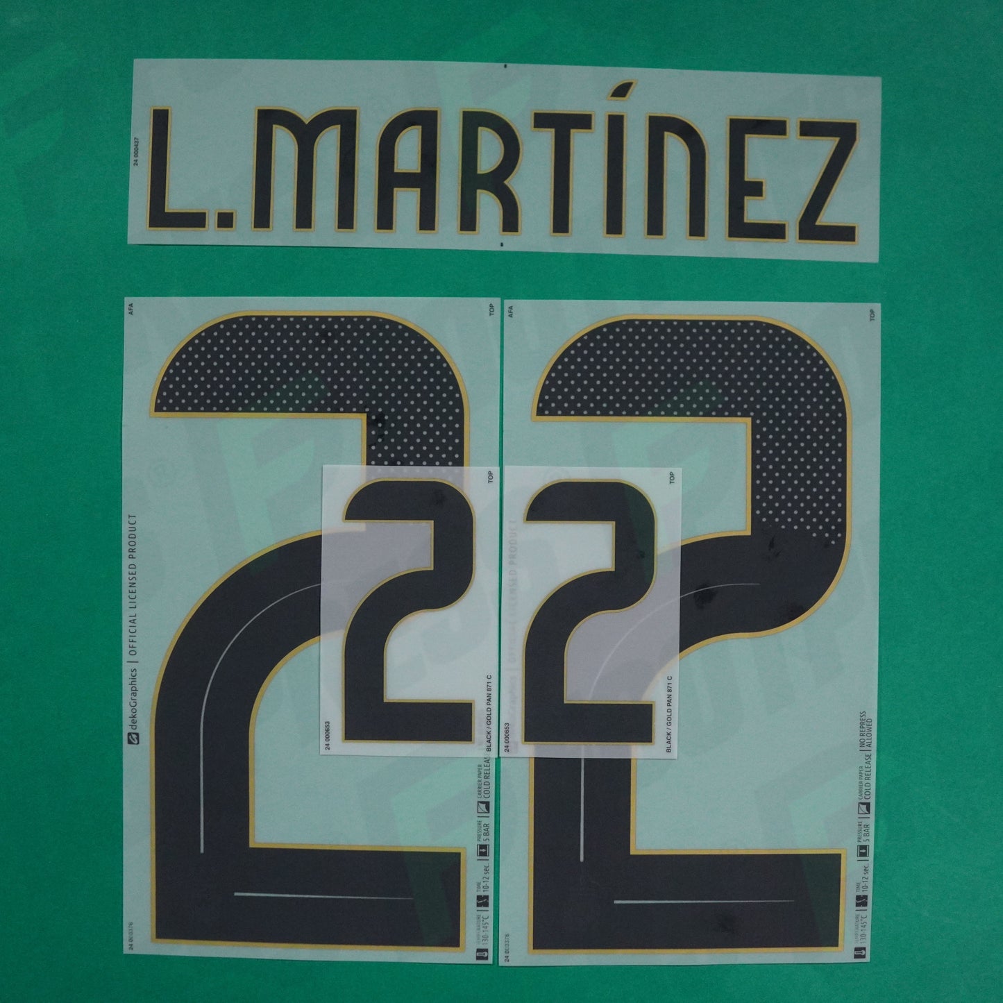 Flocage Officiel - Argentine, Lautaro Martinez, 2024, Home, Noir/Doré