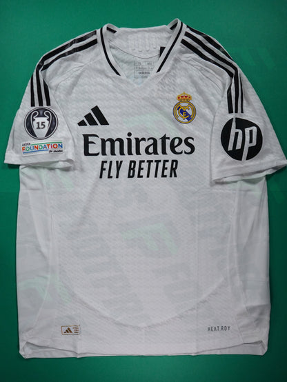 Maillot Officiel - Real Madrid, 2024/2025, Home, Player Boutique, (XL), Flocage Mbappé, Patchs Champions League Titleholder 15 + Foundation, BNWT
